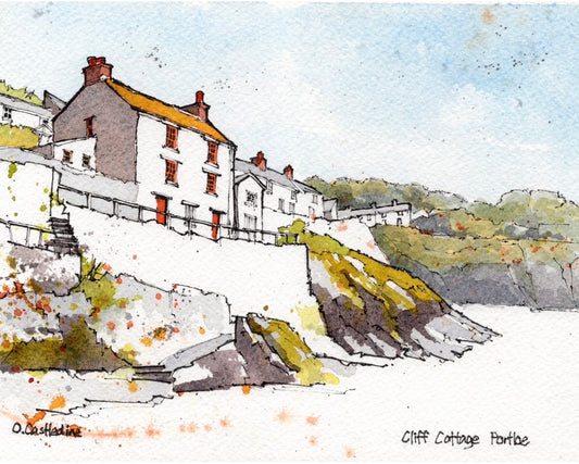 Cliff Cottage, Portloe - Mounted Fine Art Print