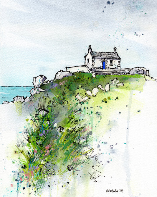 The Chapel - St Ives, original mixed media art. A4 size.