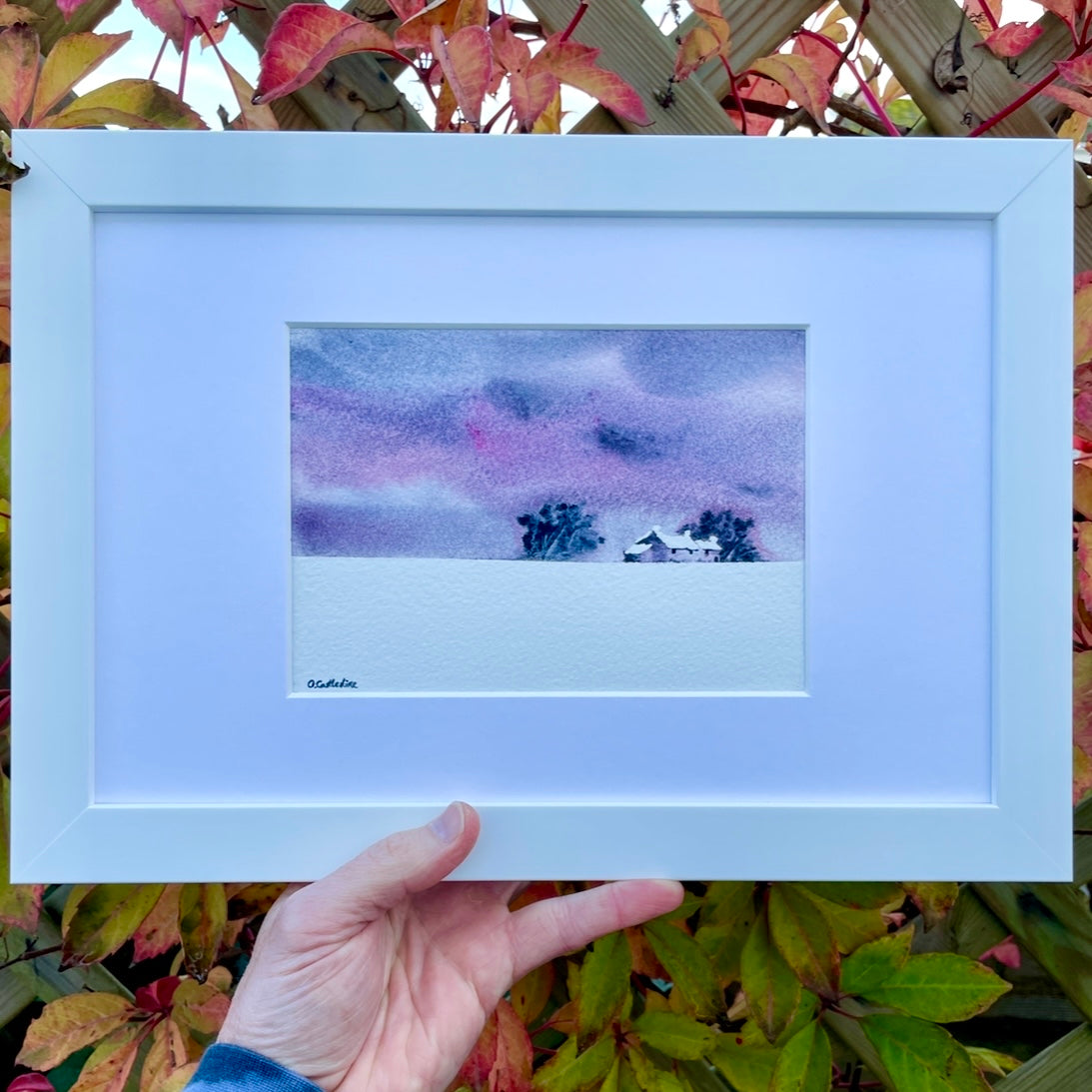 Farm Workers Cottages -  Original Framed Watercolour A5 in A4 Frame