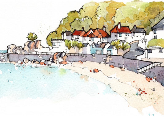 Fine Art Print 9 x 7’’ Babbacombe Beach and Cary Arms