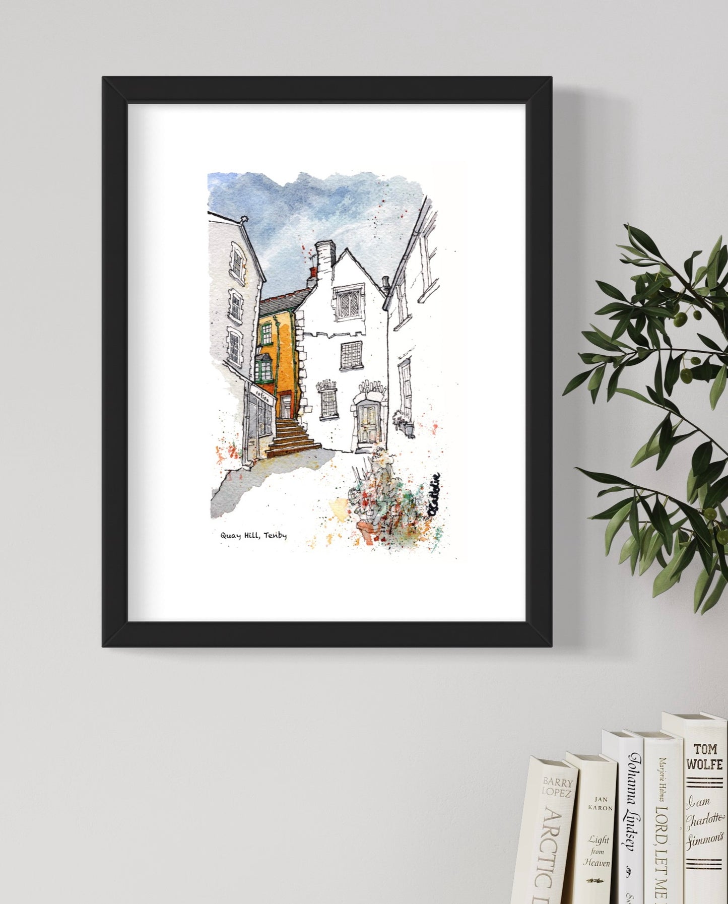 Quay Hill, Tenby Wales - Mounted Fine Art Print