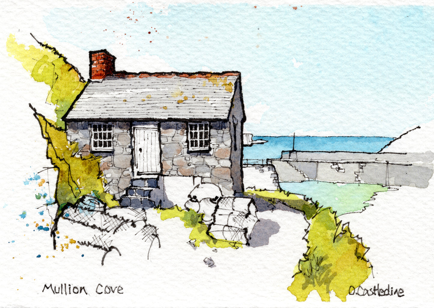 Cornwall, Net Loft, Mullion - Mounted A6 Original Art