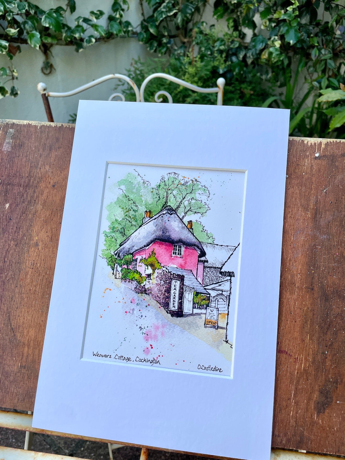 Print- Weavers Cottage Mounted 12x8