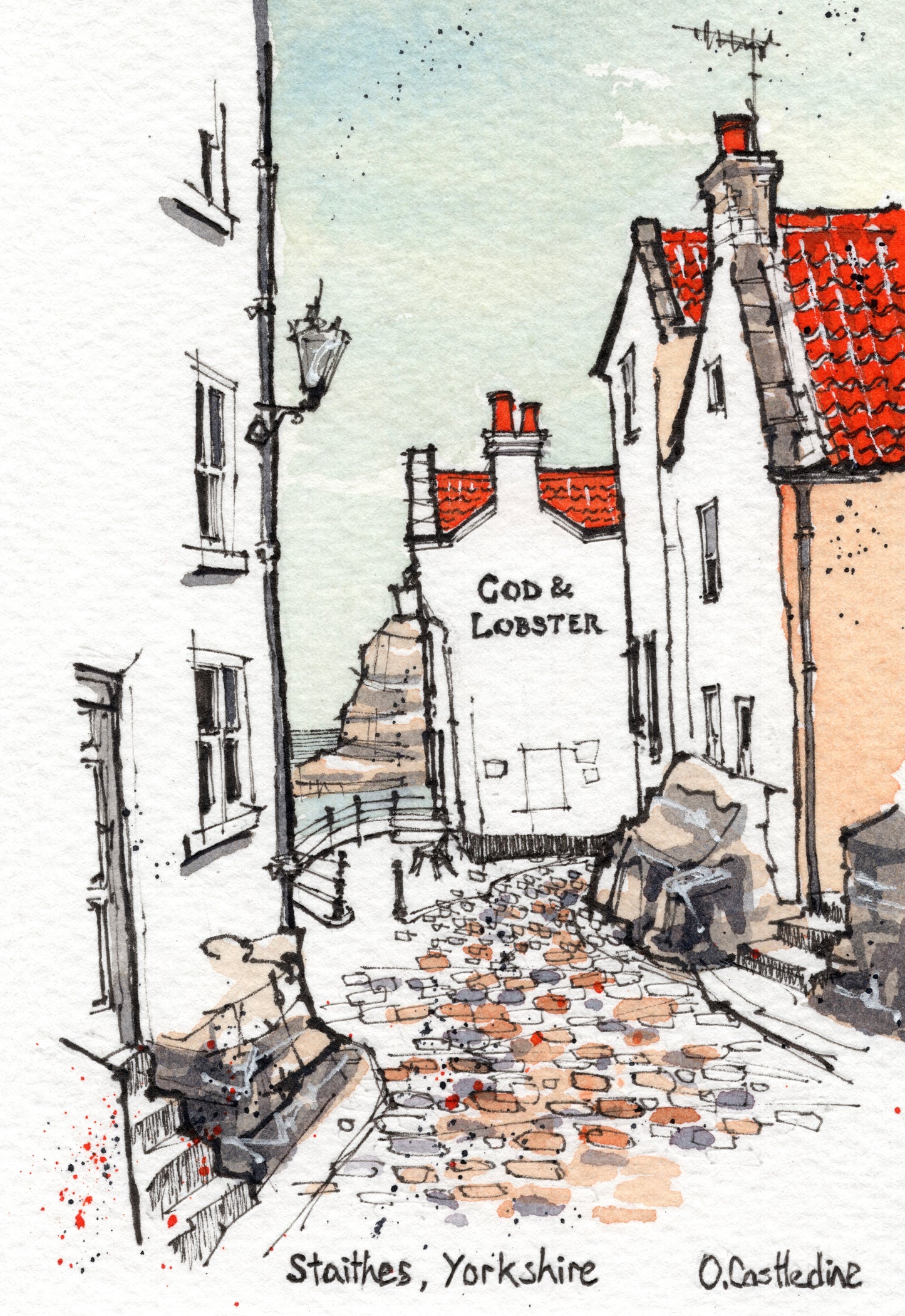 Cod & Lobster, Staithes - A6 Original Art