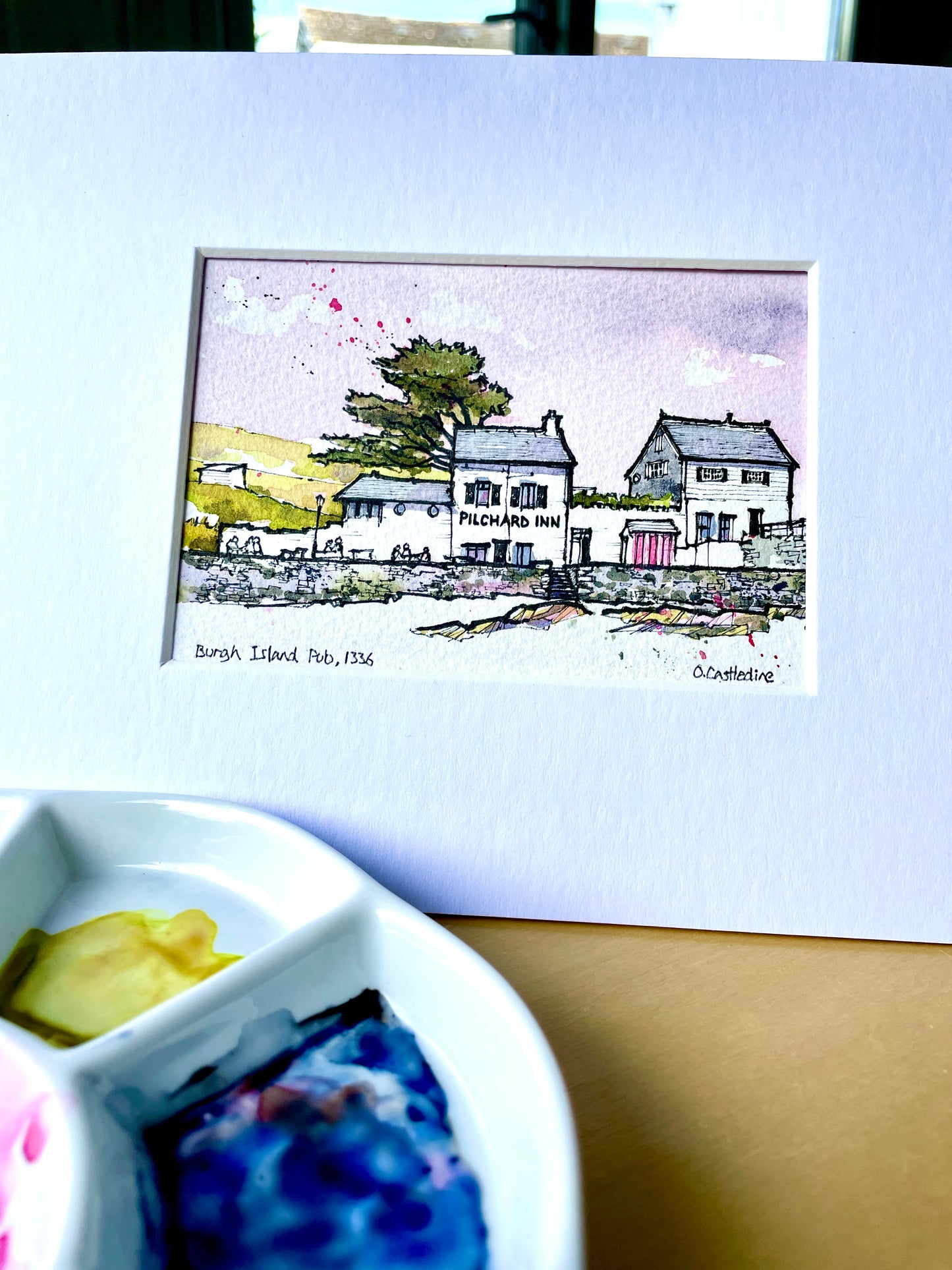 Pilchard Inn - Original Art A7 Mounted 9 x 7’’