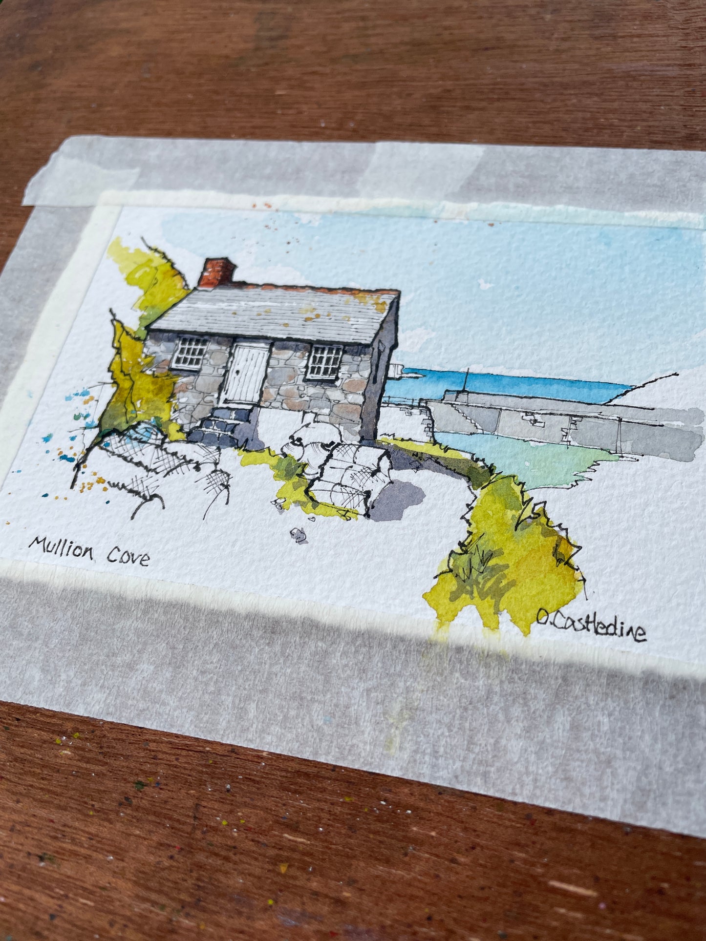 Cornwall, Net Loft, Mullion - Mounted A6 Original Art