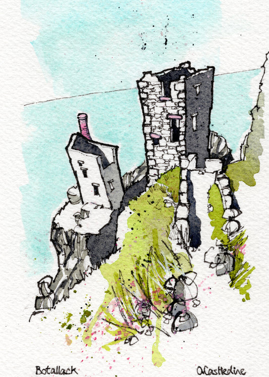 Tin Mines, Botallack - A6 Mounted Original Art