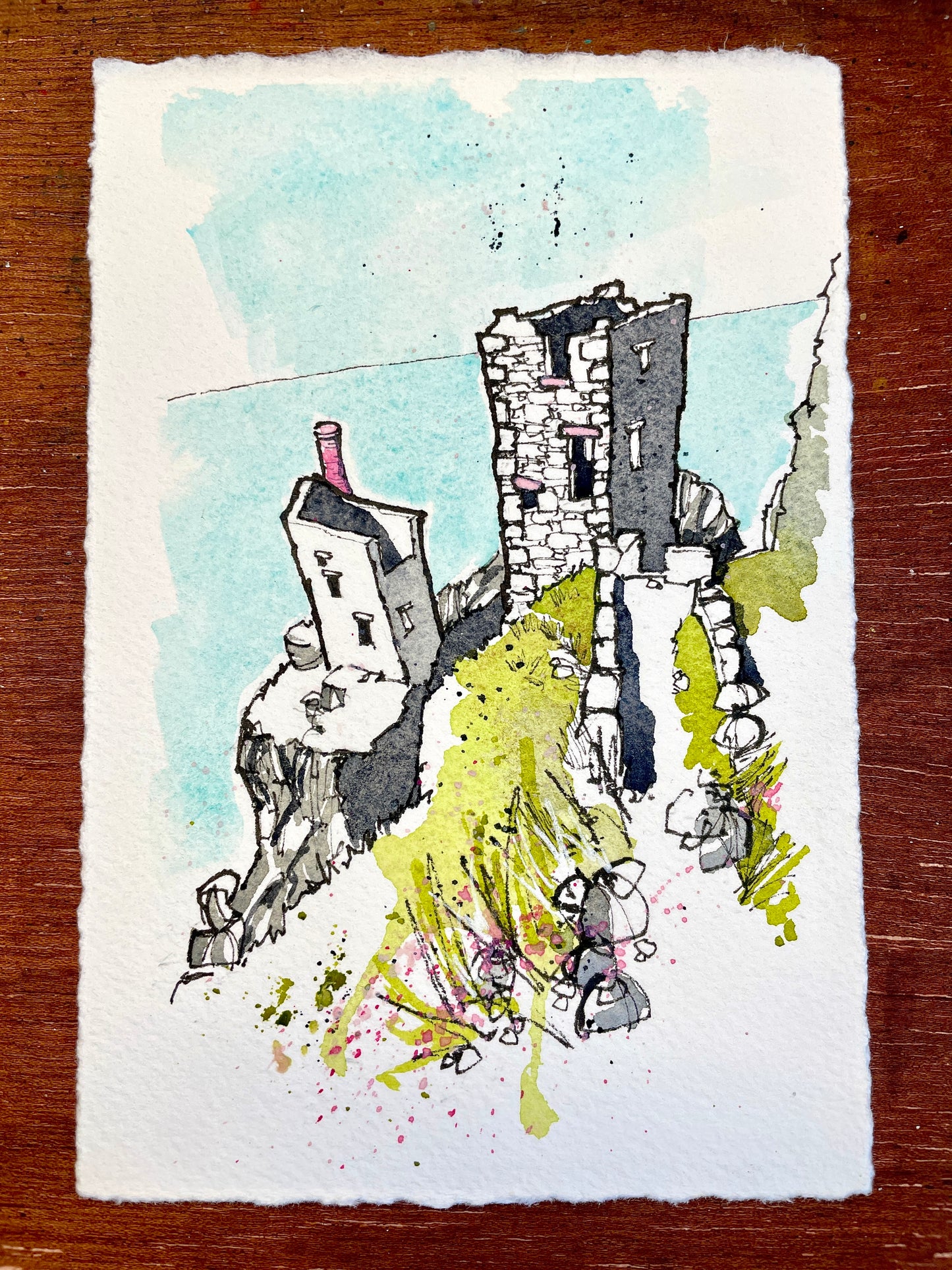 Tin Mines, Botallack - A6 Mounted Original Art