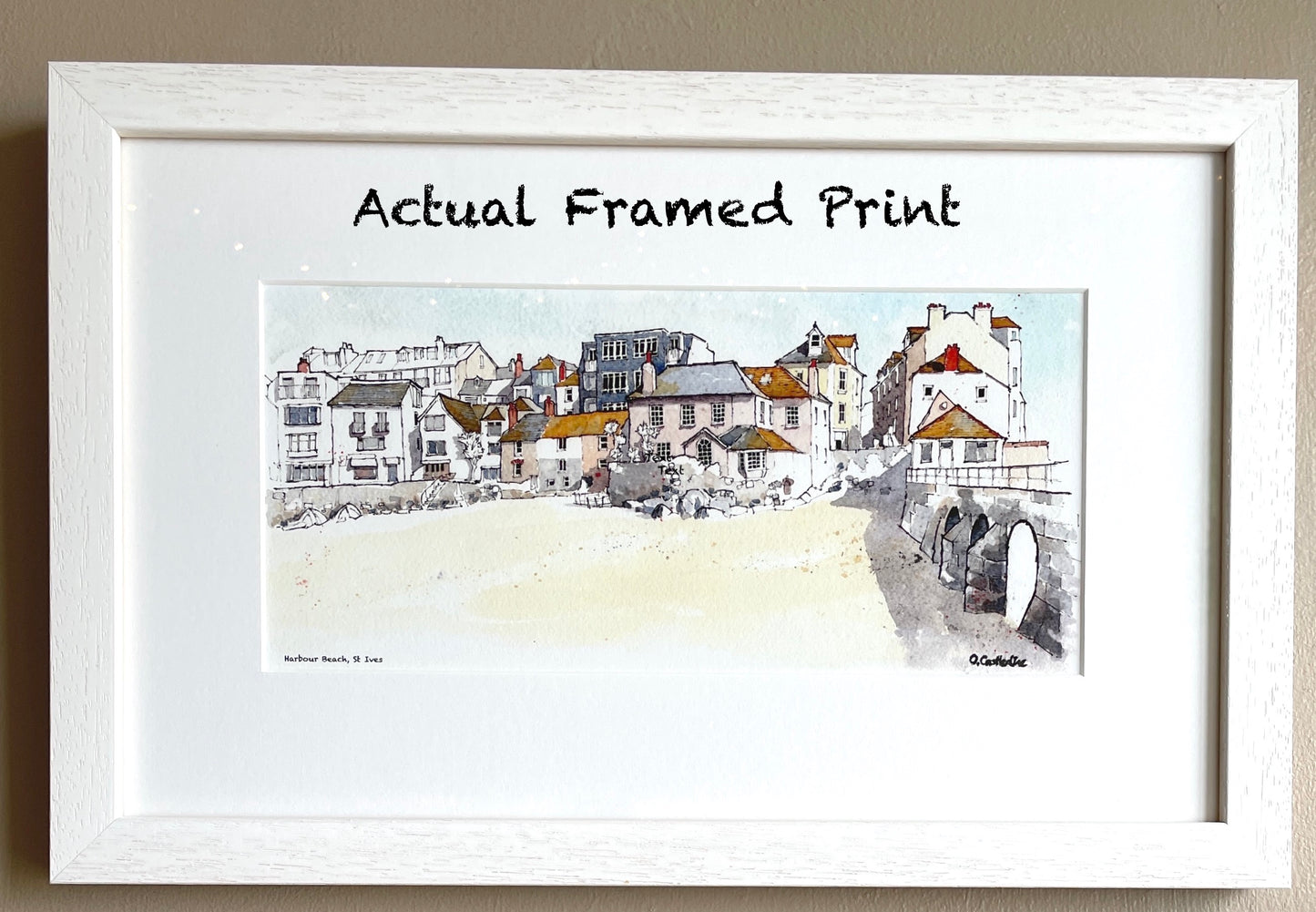 Harbour Beach St Ives Panorama - Mounted Fine Art Print 16 x 9’’