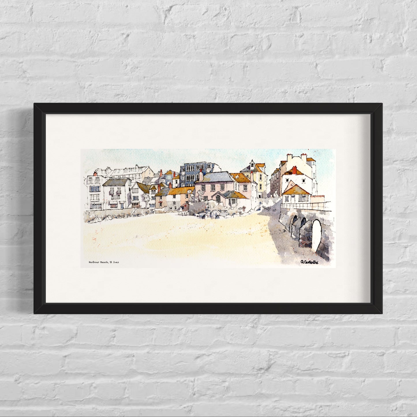 Harbour Beach St Ives Panorama - Mounted Fine Art Print 16 x 9’’