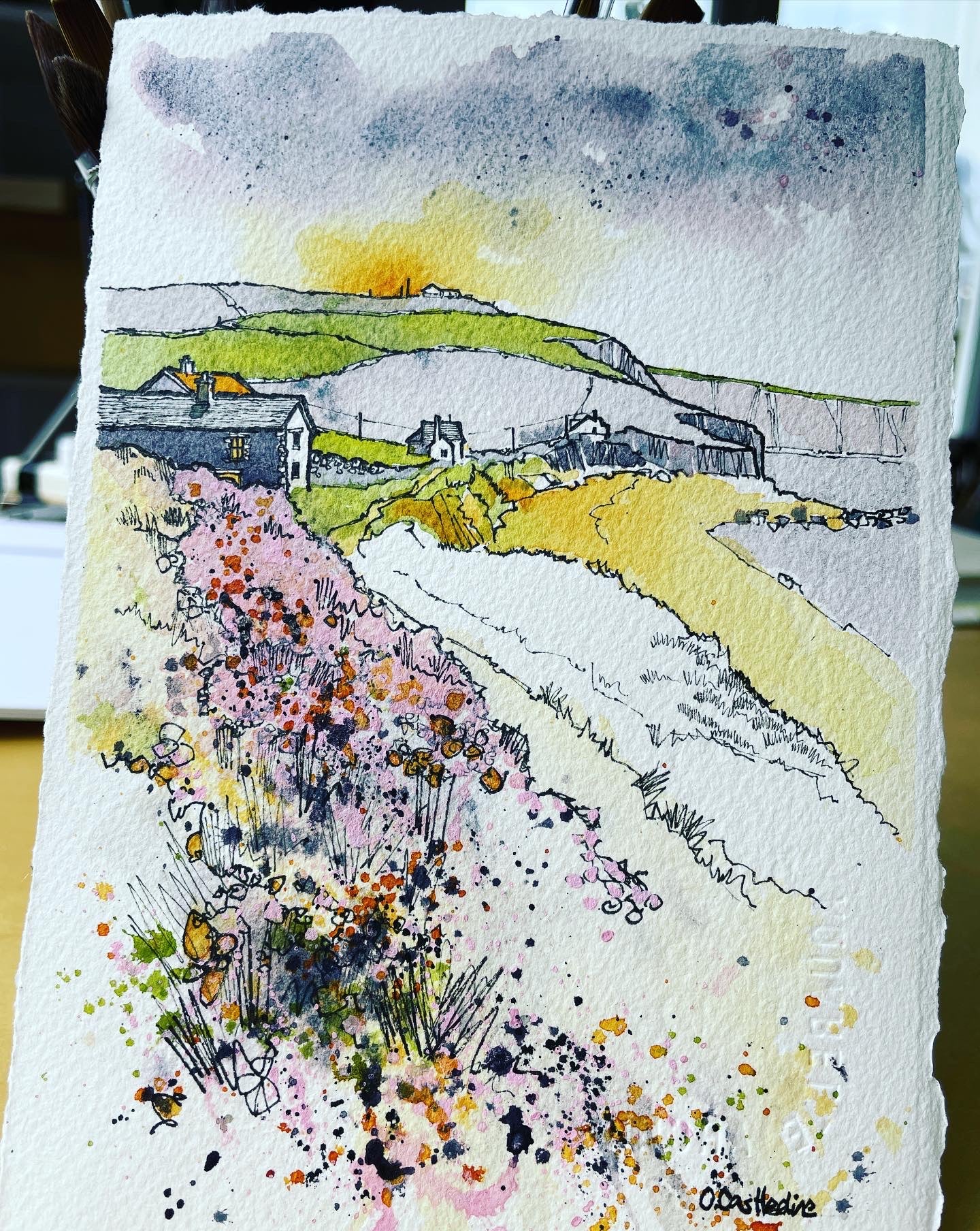 Evening, Gunwalloe - A5 Original Mounted