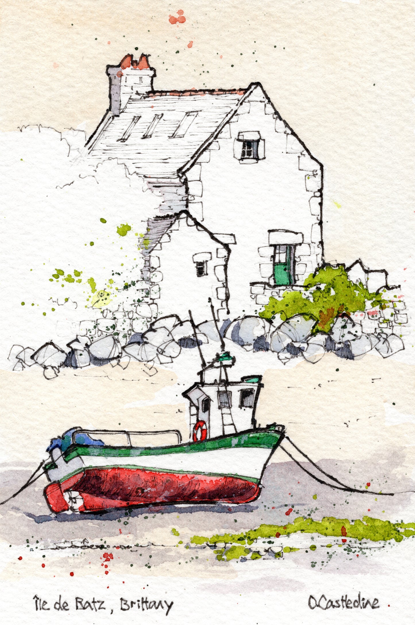 Un Petit Bateau - Original Artwork Mounted A6