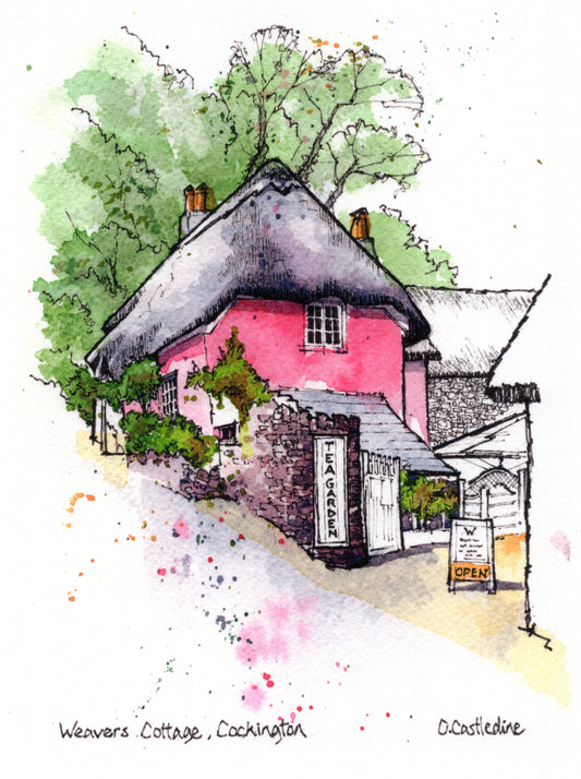 Print- Weavers Cottage Mounted 12x8