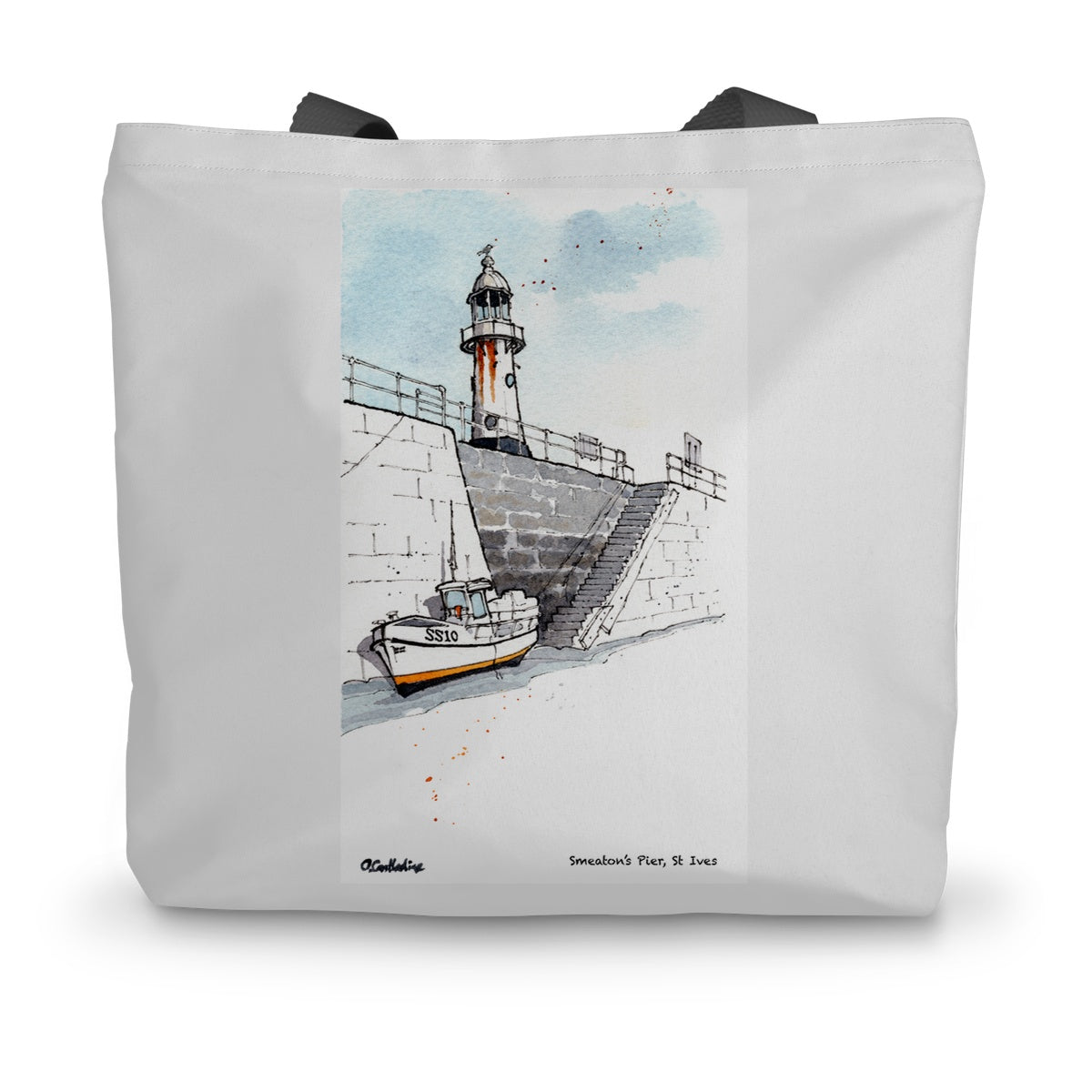 Smeatons Pier St Ives Canvas Tote Bag